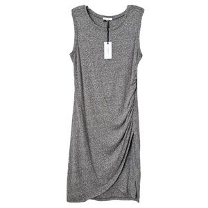 Z Supply Womens Ruched Tulip Midi Knit Dress Sleeveless Gray Heathered Medium